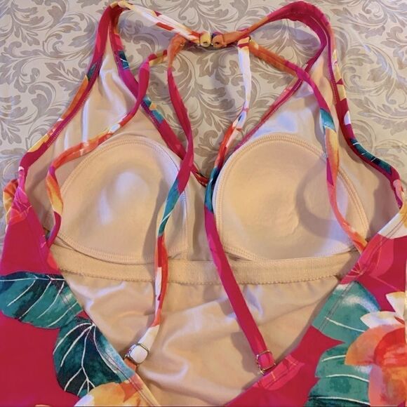 Kona Sol Swimsuit Hawaiian Floral Padded Adj Straps Size Medium 8/10 - Picture 6 of 7